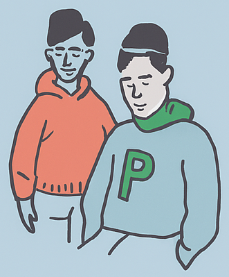 Zwei Jugendliche in Hoodies – Illustration